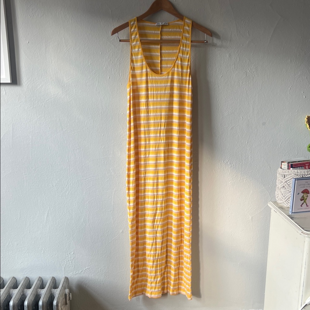 Zara Yellow and White Striped Dress